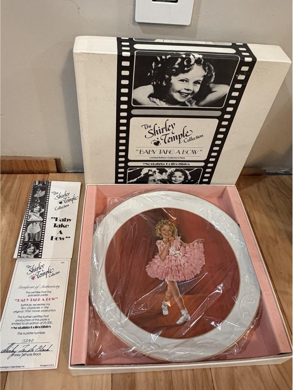 Vtg Shirley Temple Collector’s 10.5" Plate - "Baby Take a Bow" Numbered & COA
